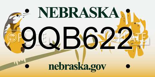 9QB622 Nebraska License Plate