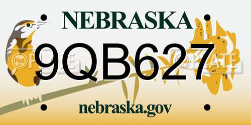 9QB627 Nebraska License Plate