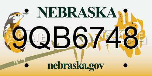 9QB6748 Nebraska License Plate