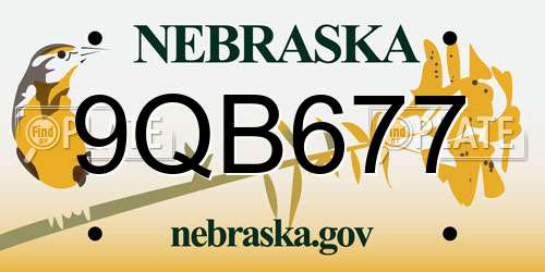 9QB677 Nebraska License Plate