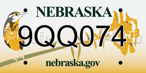 9QQ074 Nebraska License Plate