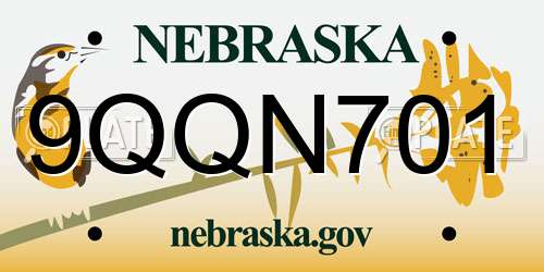 9QQN701 Nebraska License Plate