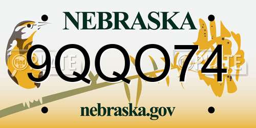 9QQO74 Nebraska License Plate