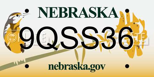 9QSS36 Nebraska License Plate