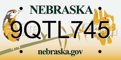 9QTL745 Nebraska License Plate