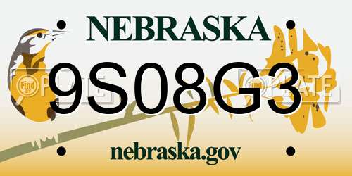 9S08G3 Nebraska License Plate