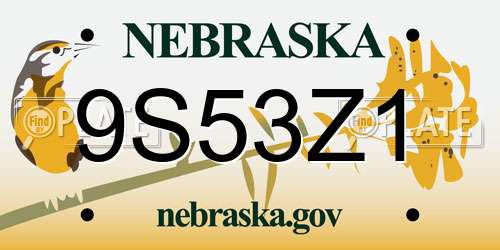 9S53Z1 Nebraska License Plate