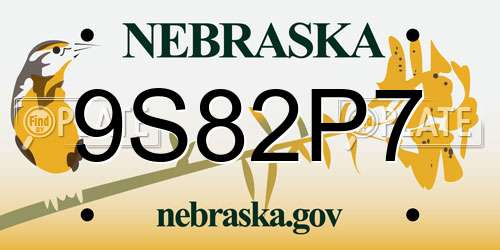 9S82P7 Nebraska License Plate