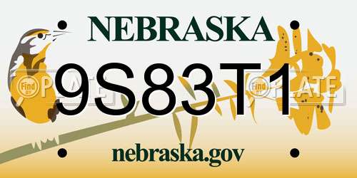 9S83T1 Nebraska License Plate