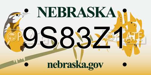 9S83Z1 Nebraska License Plate