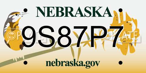 9S87P7 Nebraska License Plate