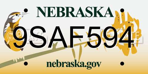 9SAF594 Nebraska License Plate