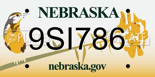 9SI786 Nebraska License Plate