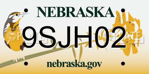 9SJH02 Nebraska License Plate