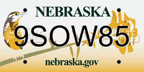 9SOW85 Nebraska License Plate