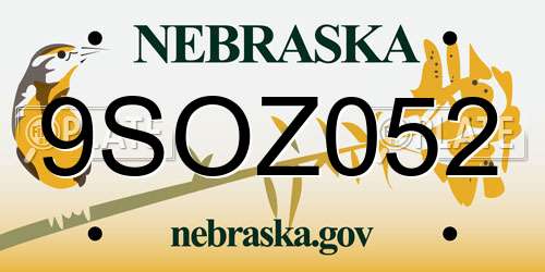 9SOZ052 Nebraska License Plate