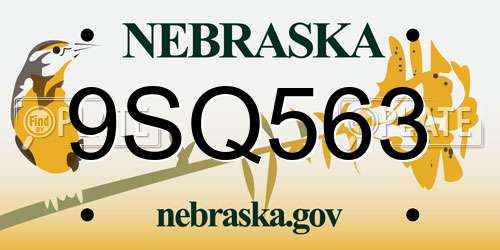 9SQ563 Nebraska License Plate