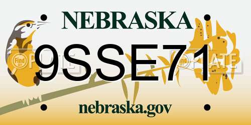 9SSE71 Nebraska License Plate