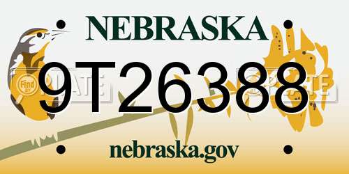 9T26388 Nebraska License Plate