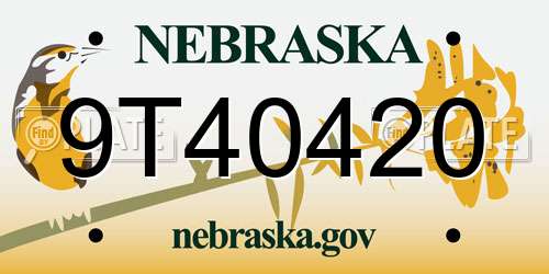 9T40420 Nebraska License Plate