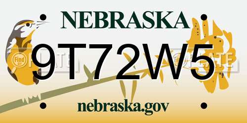 9T72W5 Nebraska License Plate