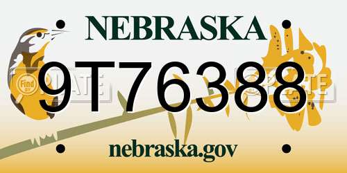 9T76388 Nebraska License Plate