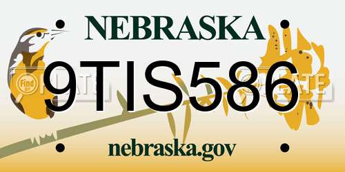 9TIS586 Nebraska License Plate