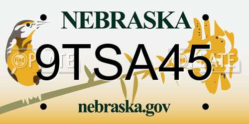 9TSA45 Nebraska License Plate