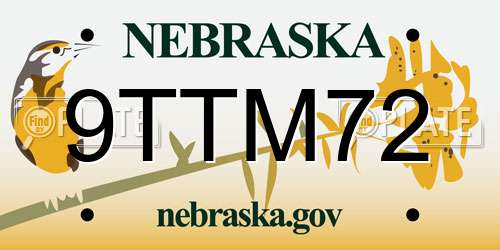 9TTM72 Nebraska License Plate