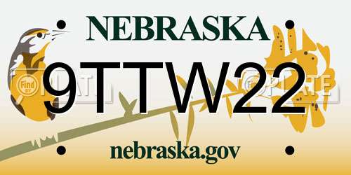 9TTW22 Nebraska License Plate