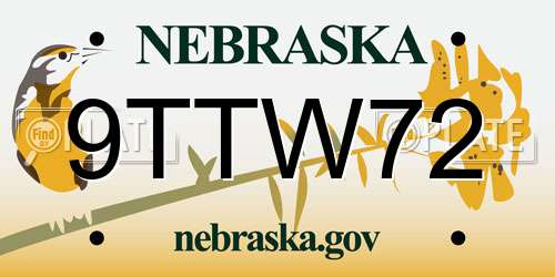 9TTW72 Nebraska License Plate