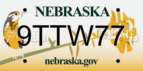 9TTW77 Nebraska License Plate