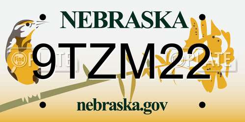 9TZM22 Nebraska License Plate