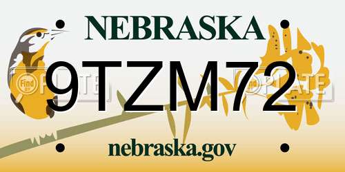 9TZM72 Nebraska License Plate