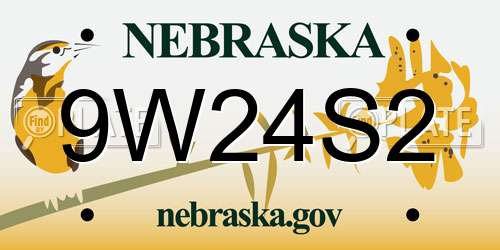 9W24S2 Nebraska License Plate