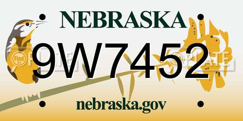 9W7452 Nebraska License Plate