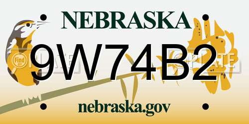 9W74B2 Nebraska License Plate