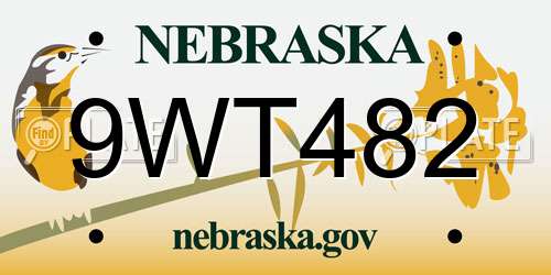 9WT482 Nebraska License Plate