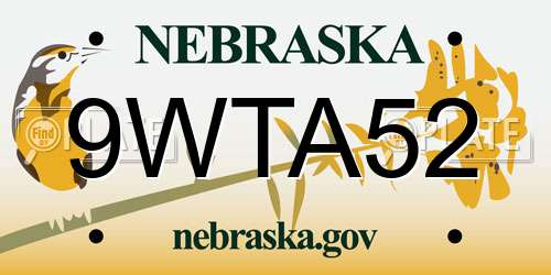 9WTA52 Nebraska License Plate