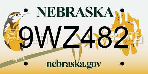 9WZ482 Nebraska License Plate