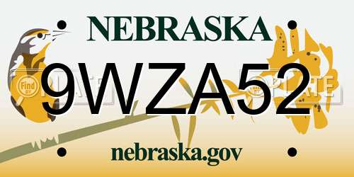 9WZA52 Nebraska License Plate