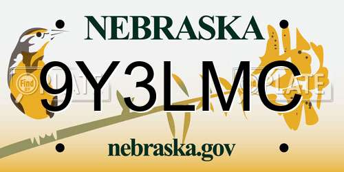 9Y3LMC Nebraska License Plate