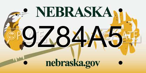 9Z84A5 Nebraska License Plate