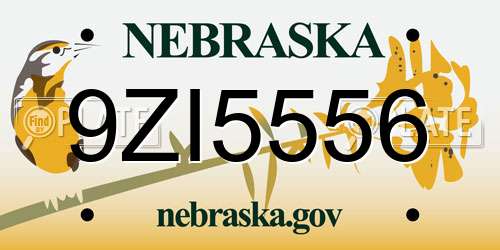 9ZI5556 Nebraska License Plate