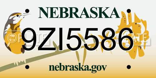 9ZI5586 Nebraska License Plate