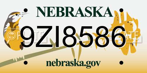 9ZI8586 Nebraska License Plate