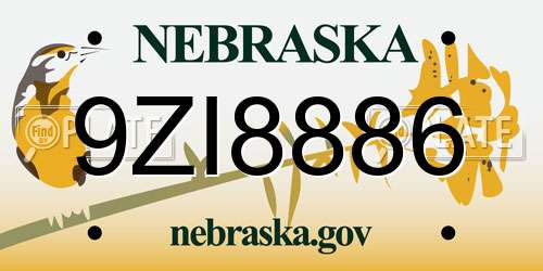 9ZI8886 Nebraska License Plate