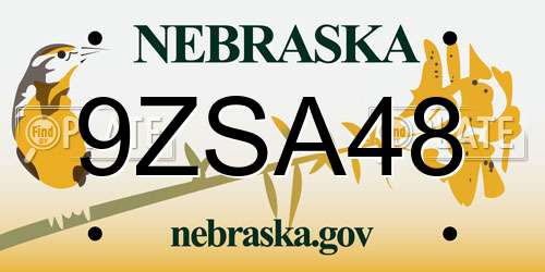9ZSA48 Nebraska License Plate