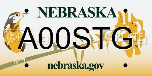 A00STG Nebraska License Plate