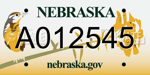 A012545 Nebraska License Plate